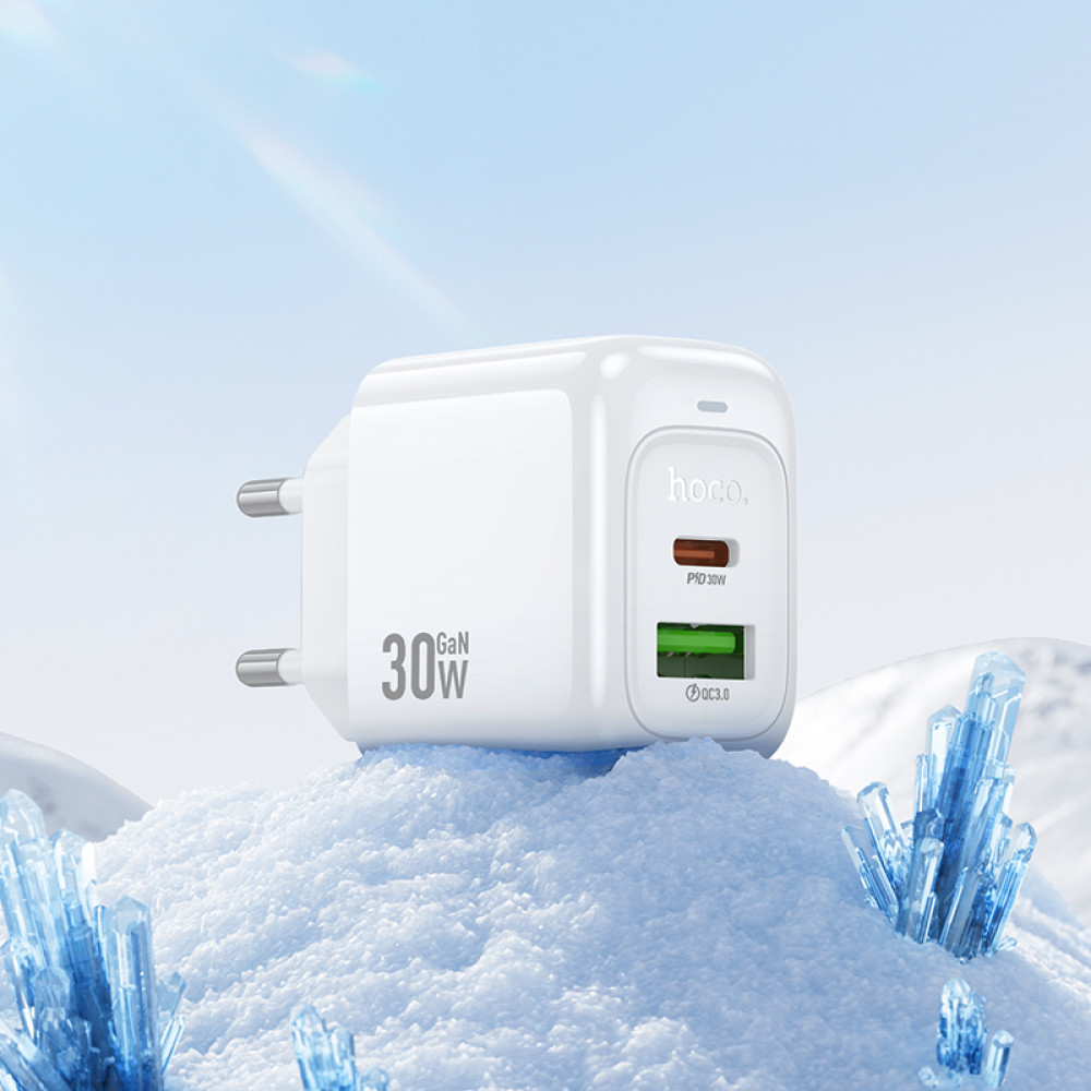 Мережевий зарядний пристрій Hoco CS55A Surplus GaN PD30W+QC3.0 Type-C to Type-C