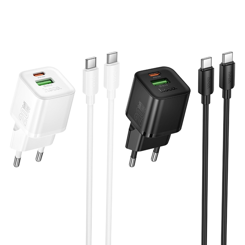 Мережевий зарядний пристрій Hoco N65 Ingenious GaN PD20W+QC3.0 Type-C to Type-C