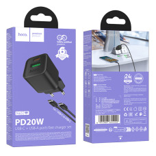 Мережевий зарядний пристрій Hoco N65 Ingenious GaN PD20W+QC3.0 Type-C to Type-C
