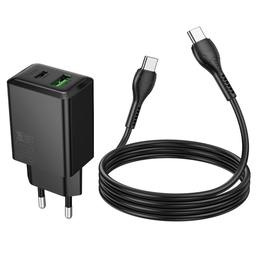 Мережевий зарядний пристрій Hoco N71 Nuevo GaN PD30W+QC3.0 Type-C to Type-C