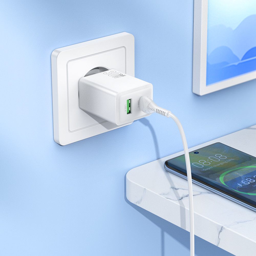 Мережевий зарядний пристрій Hoco N71 Nuevo GaN PD30W+QC3.0 Type-C to Type-C