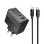 Мережевий зарядний пристрій Hoco CS75A Star Speed GaN PD70W+QC3.0 Type-C to Type-C