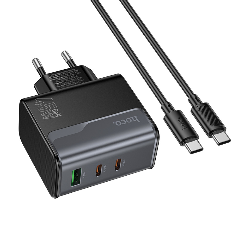 Мережевий зарядний пристрій Hoco CS75A Star Speed GaN PD70W+QC3.0 Type-C to Type-C