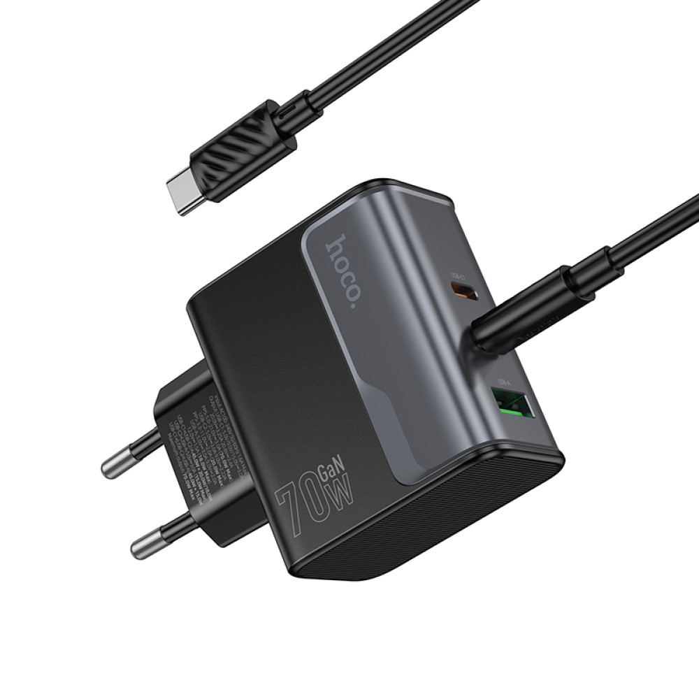 Мережевий зарядний пристрій Hoco CS75A Star Speed GaN PD70W+QC3.0 Type-C to Type-C