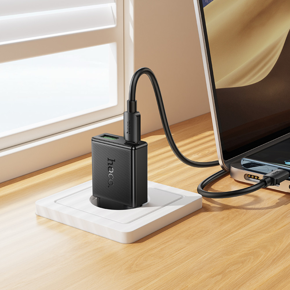 Мережевий зарядний пристрій Hoco N73 Speed PD20W+QC3.0 GaN Type-C to Type-C ultra-thin