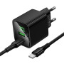 Мережевий зарядний пристрій Hoco CS84A Excellent PD30W+QC3.0 Type-C to Type-C