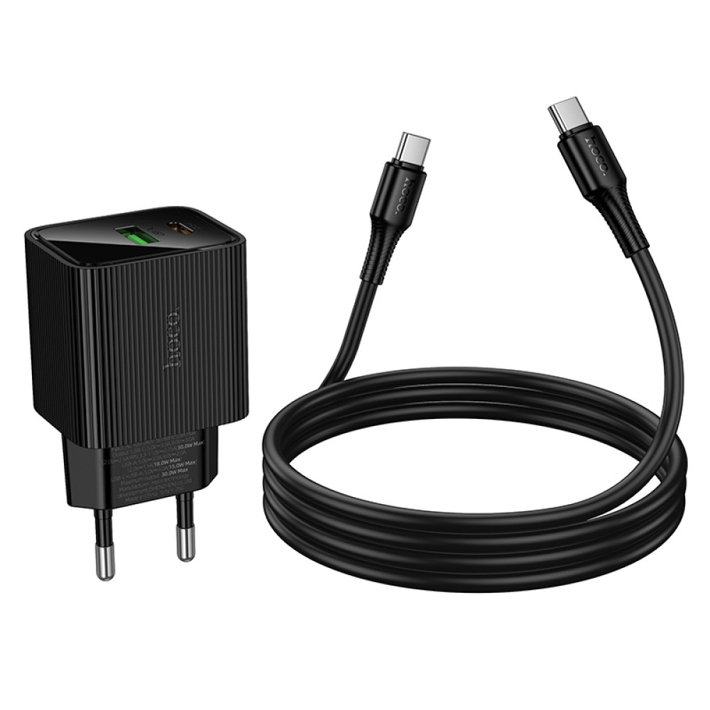 Мережевий зарядний пристрій Hoco CS84A Excellent PD30W+QC3.0 Type-C to Type-C