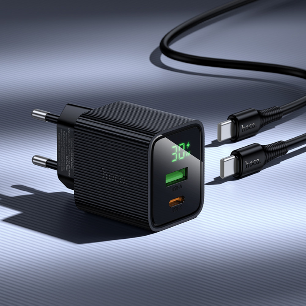 Мережевий зарядний пристрій Hoco CS84A Excellent PD30W+QC3.0 Type-C to Type-C