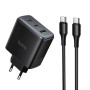 Мережевий зарядний пристрій Hoco C160A Upgrade GaN PD65W+QC3.0 Type-C to Type-C