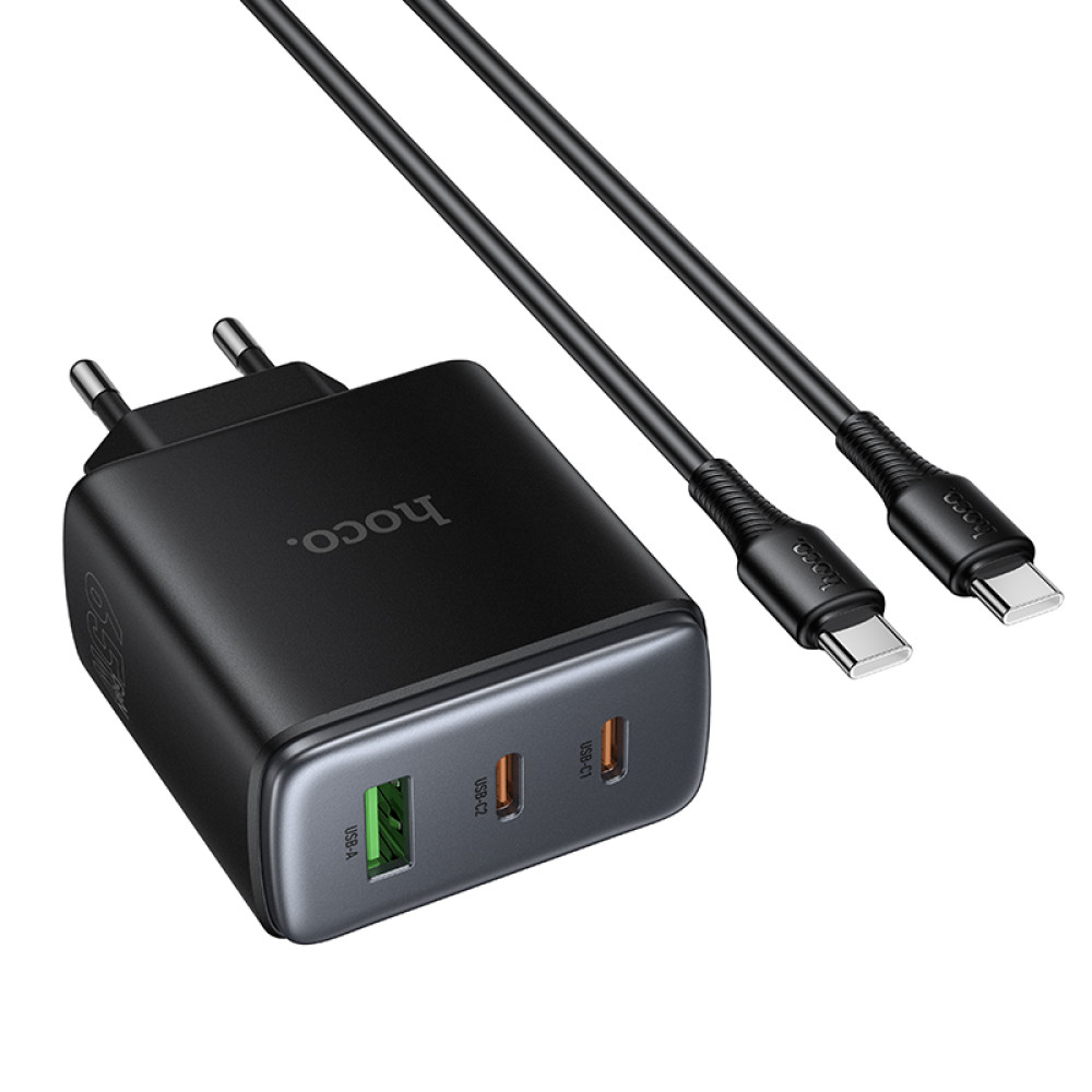 Мережевий зарядний пристрій Hoco C160A Upgrade GaN PD65W+QC3.0 Type-C to Type-C