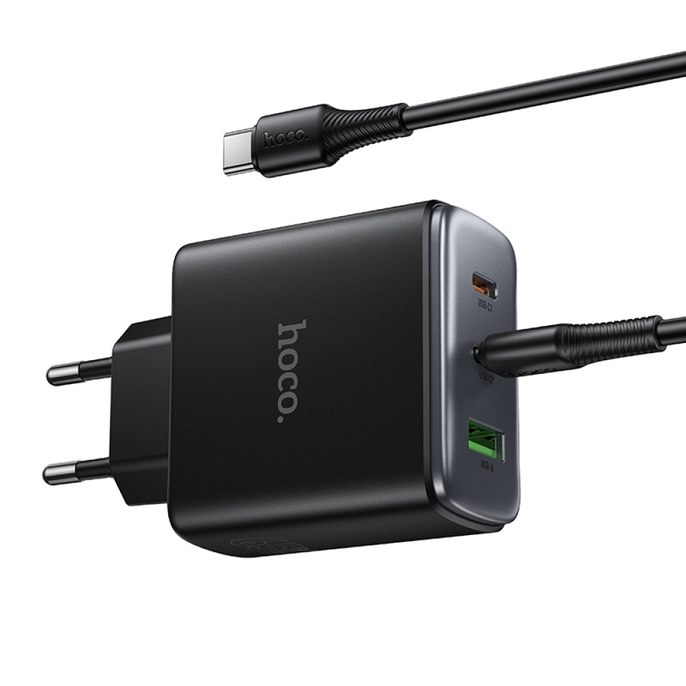 Мережевий зарядний пристрій Hoco C160A Upgrade GaN PD65W+QC3.0 Type-C to Type-C