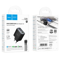 Мережевий зарядний пристрій Hoco C160A Upgrade GaN PD65W+QC3.0 Type-C to Type-C