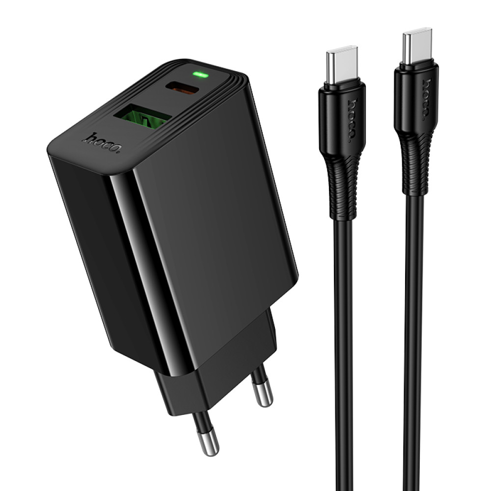 Мережевий зарядний пристрій Hoco CS95A Leader GaN PD30W+QC3.0 Type-C to Type-C