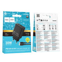 Мережевий зарядний пристрій Hoco CS95A Leader GaN PD30W+QC3.0 Type-C to Type-C