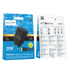 Мережевий зарядний пристрій Hoco CS93A Leader PD20W Type-C to Type-C