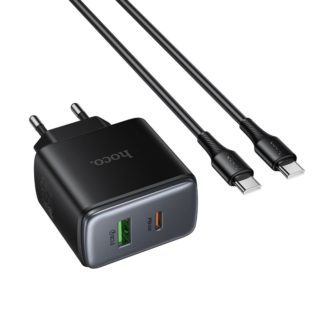 Мережевий зарядний пристрій Hoco C158A Upgrade GaN PD45W+QC3.0 Type-C to Type-C