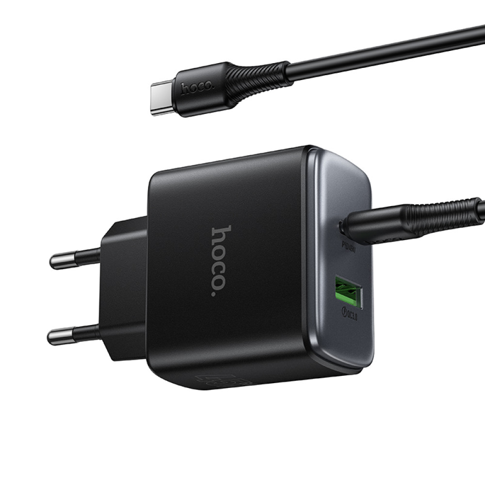 Мережевий зарядний пристрій Hoco C158A Upgrade GaN PD45W+QC3.0 Type-C to Type-C