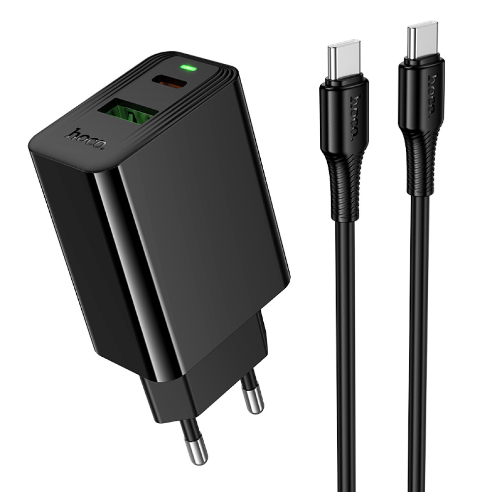 Мережевий зарядний пристрій Hoco CS94A Leader PD20W+QC3.0 Type-C to Type-C