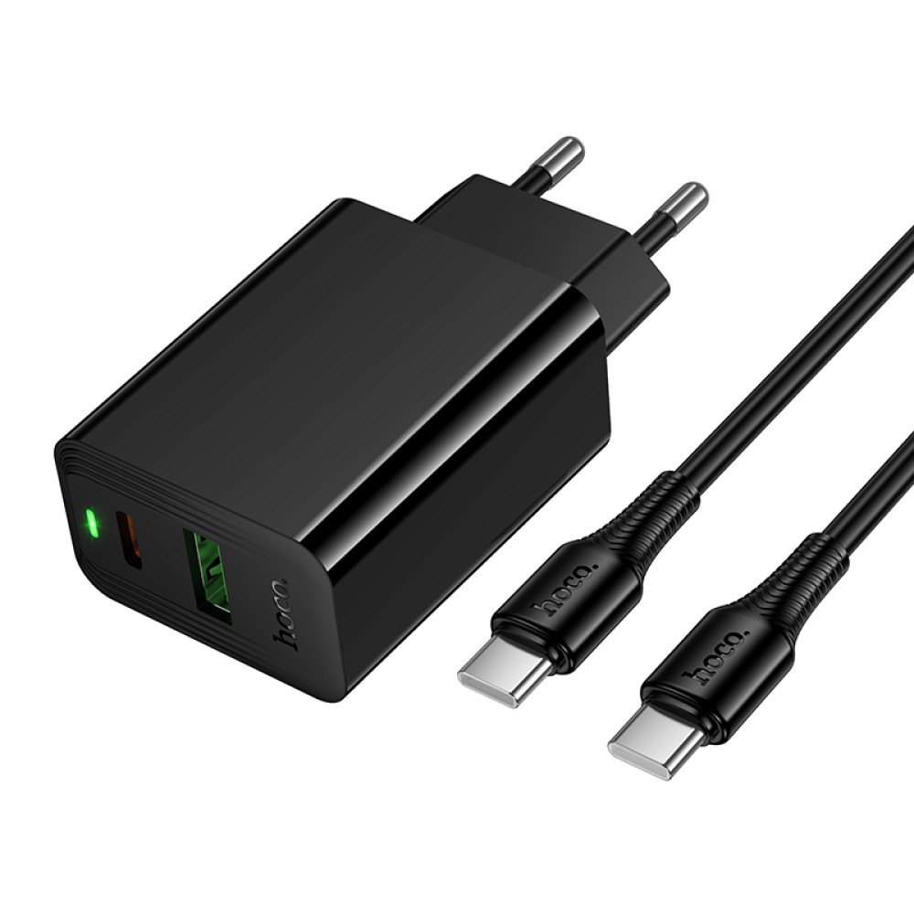 Мережевий зарядний пристрій Hoco CS94A Leader PD20W+QC3.0 Type-C to Type-C
