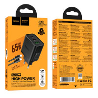 Мережевий зарядний пристрій Hoco N75 Grande GaN 65W Type-C to Type-C