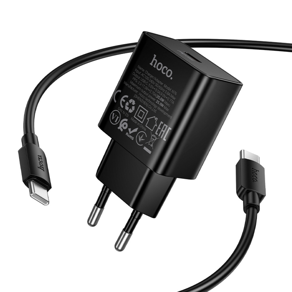 Мережевий зарядний пристрій Hoco N76 Star GaN PD25W Type-C to Type-C