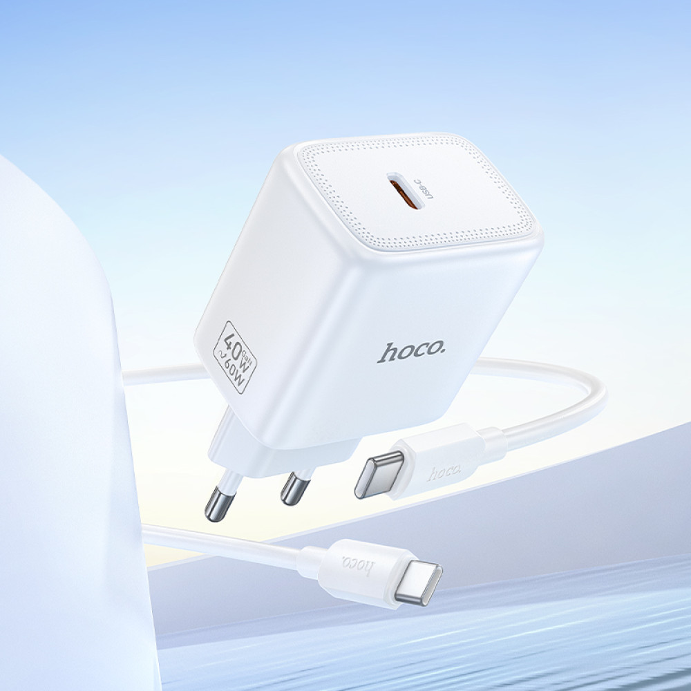 Мережевий зарядний пристрій Hoco N83 Profit GaN PD40W Type-C to Type-C