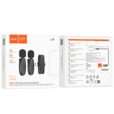 Бездротовий петличний мікрофон Hoco L15 Dual-mic Lightning+Type-C