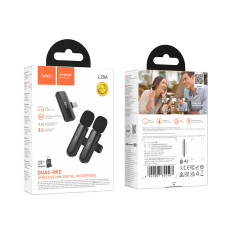 Бездротовий петличний мікрофон Hoco L20A Fair dual-mic Lightning+Type-C