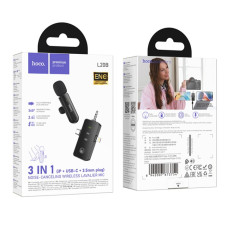 Бездротовий петличний мікрофон Hoco L20B Fair Lighthing+Type-C+3.5mm