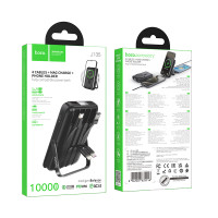 УМБ Power Bank Hoco J135 Rico 10000mAh 22.5W+PD20W з підставкою та бездротовою зарядкою 15W (with cable Type-C+Micro+Lightning+USB)