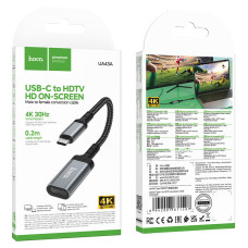 Кабель Hoco UA43A Type-C male to HDMI (HDTV) female 4K 30Hz 0.2m
