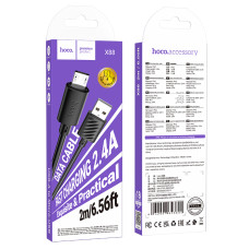 Data Cable Hoco X88 Gratified Micro 2.4A 2m