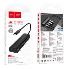 USB-C HUB Hoco HB41 Easy safety 4-in-1 (Type-C to USB3.0+USB2.0*3) 0.2m