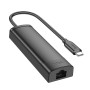 USB-C HUB Hoco HB42 Easy safety 4-in-1 Gigabit Ethernet (Type-C to USB3.0*3+RJ45) 0.2m