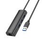 USB HUB Hoco HB42 Easy safety 4-in-1 Gigabit Ethernet (USB to USB3.0*3+RJ45) 1.2m