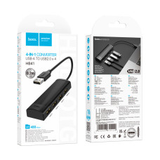 USB HUB Hoco HB41 Easy safety 4-in-1 (USB to USB2.0*4) 0.2m
