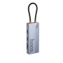 USB-C HUB Hoco HB52 Wow 8in1 multi-function (Type-C to HDTV+RJ45+SD,TF+PD+Type-C3.0+USB3.0*2)