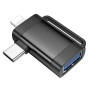 Перехідник OTG Hoco UA31F 2in1 Lightning+Type-C male to USB female 