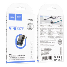 Перехідник OTG Hoco UA36E 2in1 Lightning+Type-C male to USB female