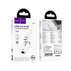 Перехідник OTG Hoco UA41 Crystal USB to RJ45 (100 mbps)