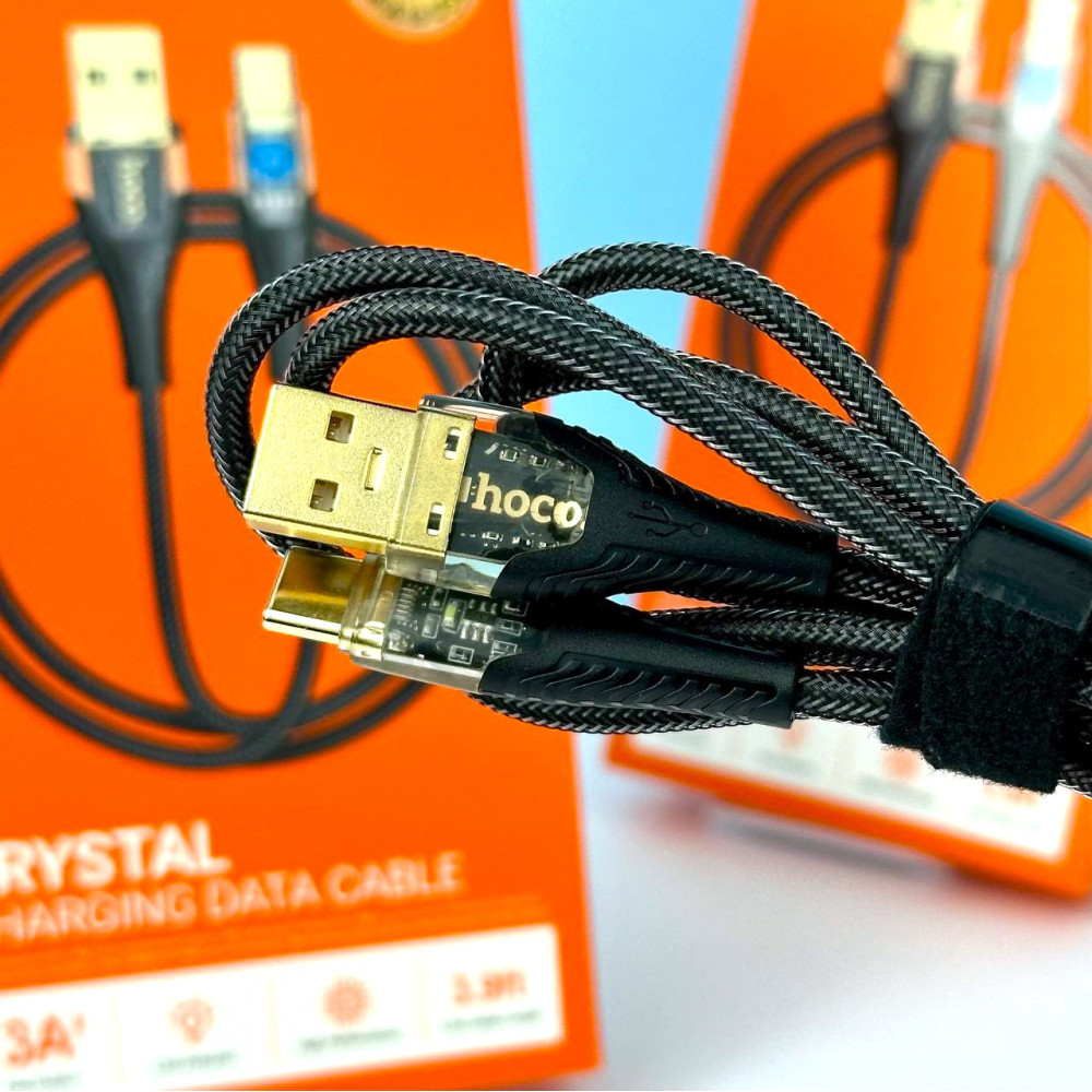 Data Cable Hoco U121 Gold standard Transparent Discovery Edition Type-C 3A 1.2m
