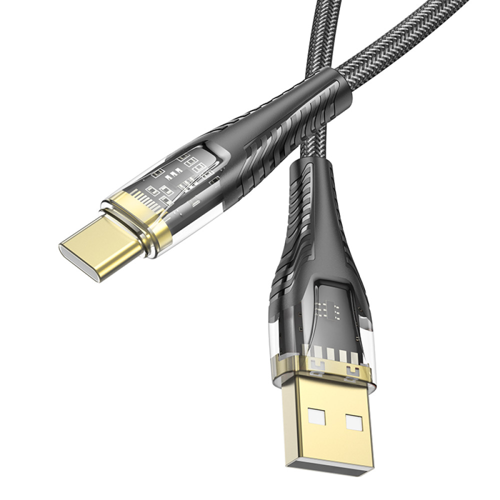 Data Cable Hoco U121 Gold standard Transparent Discovery Edition Type-C 3A 1.2m
