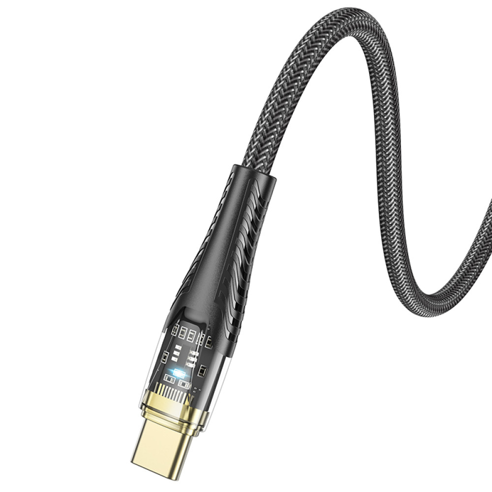 Data Cable Hoco U121 Gold standard Transparent Discovery Edition Type-C 3A 1.2m