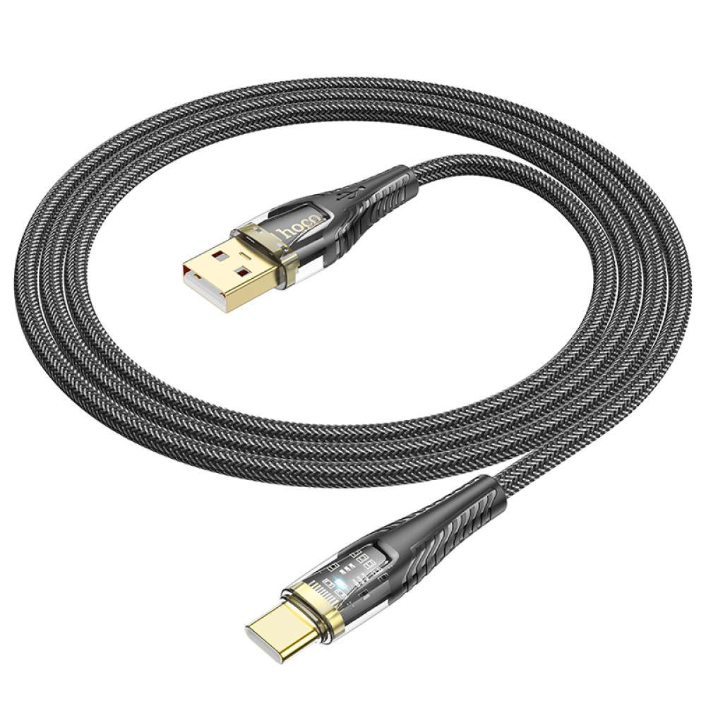 Data Cable Hoco U121 Gold standard Transparent Discovery Edition Type-C 3A 1.2m