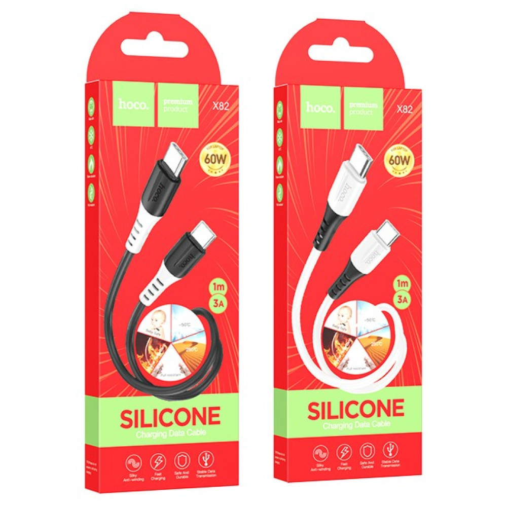 Data Cable Hoco X82 Silicone Type-C to Type-C 60W 1m
