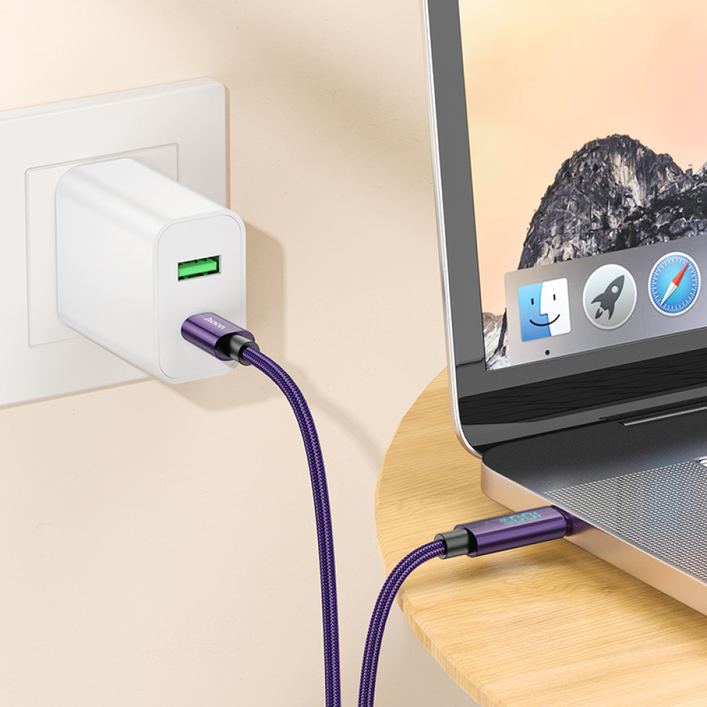 Data Cable Hoco U125 Benefit with display Type-C to Type-C 100W 1.2m