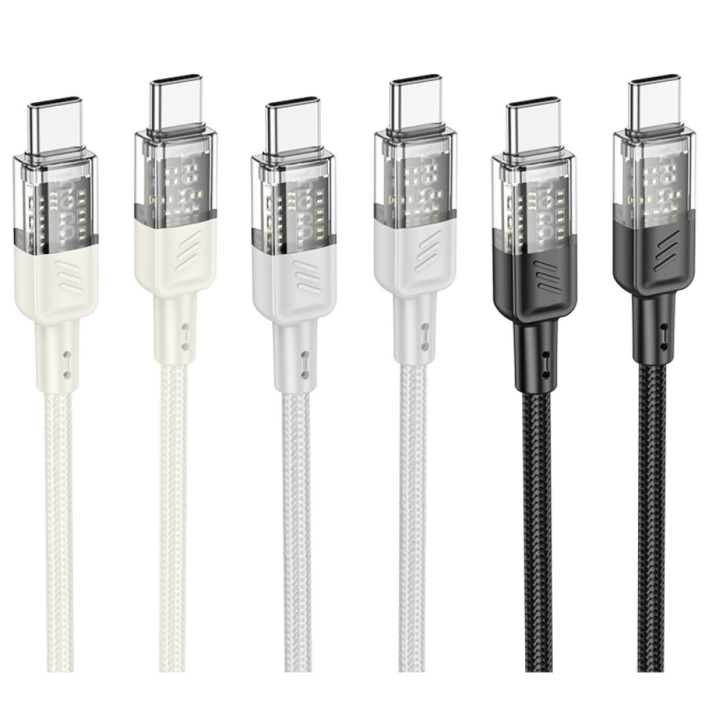 Data Cable Hoco U129 Spirit  transparent Type-C to Type-C 60W 1.2m
