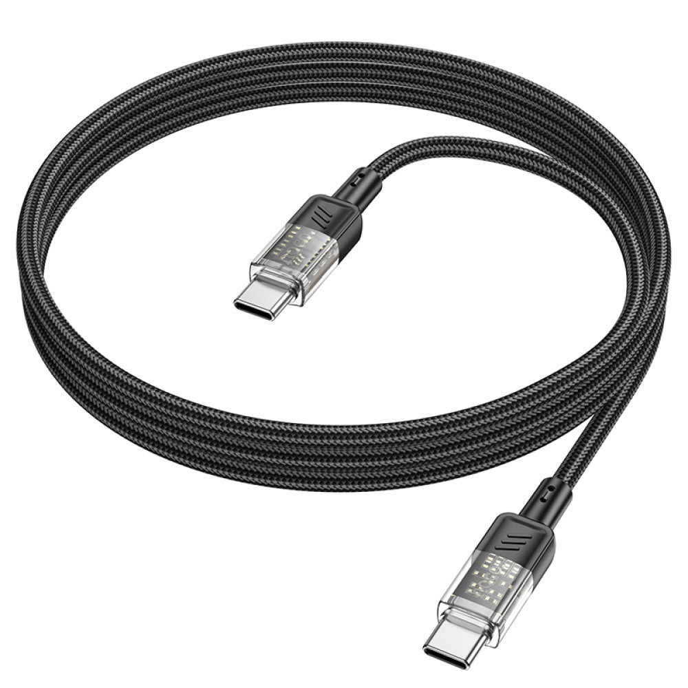 Data Cable Hoco U129 Spirit  transparent Type-C to Type-C 60W 1.2m