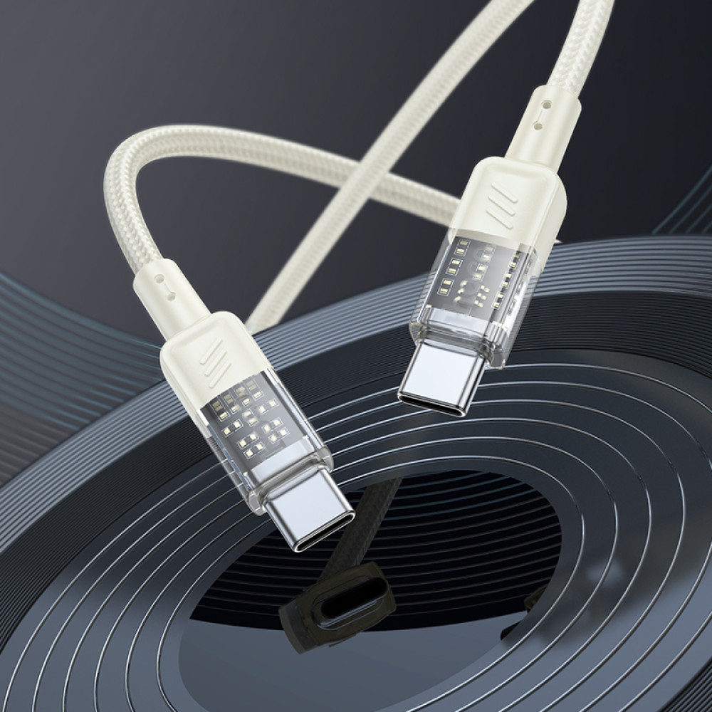 Data Cable Hoco U129 Spirit  transparent Type-C to Type-C 60W 1.2m