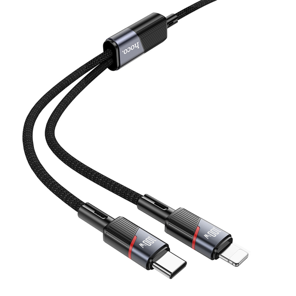 Data Cable Hoco U139 Type-C to Type-C+Lightning 100W 1.2m